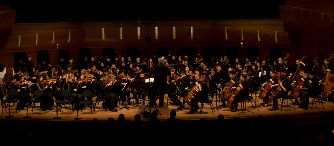 The Calgary Youth Orchestra on stage at the Bella Concert Hall